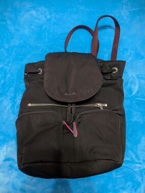🎒🖤 Black Nylon Backpack with Pink Accents 🩷✨